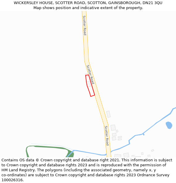 WICKERSLEY HOUSE, SCOTTER ROAD, SCOTTON, GAINSBOROUGH, DN21 3QU: Location map and indicative extent of plot