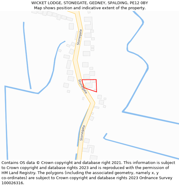 WICKET LODGE, STONEGATE, GEDNEY, SPALDING, PE12 0BY: Location map and indicative extent of plot