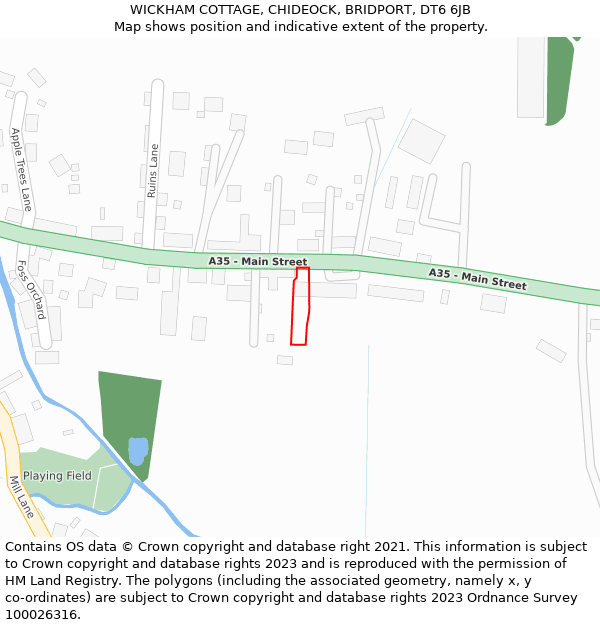 WICKHAM COTTAGE, CHIDEOCK, BRIDPORT, DT6 6JB: Location map and indicative extent of plot