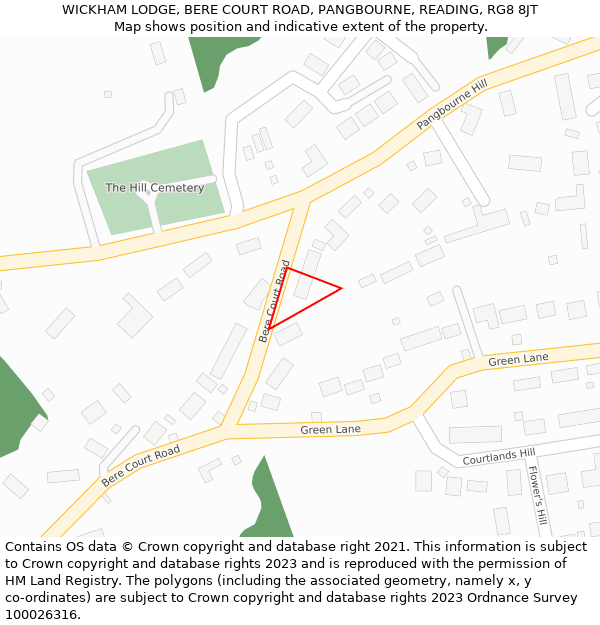 WICKHAM LODGE, BERE COURT ROAD, PANGBOURNE, READING, RG8 8JT: Location map and indicative extent of plot