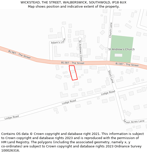 WICKSTEAD, THE STREET, WALBERSWICK, SOUTHWOLD, IP18 6UX: Location map and indicative extent of plot