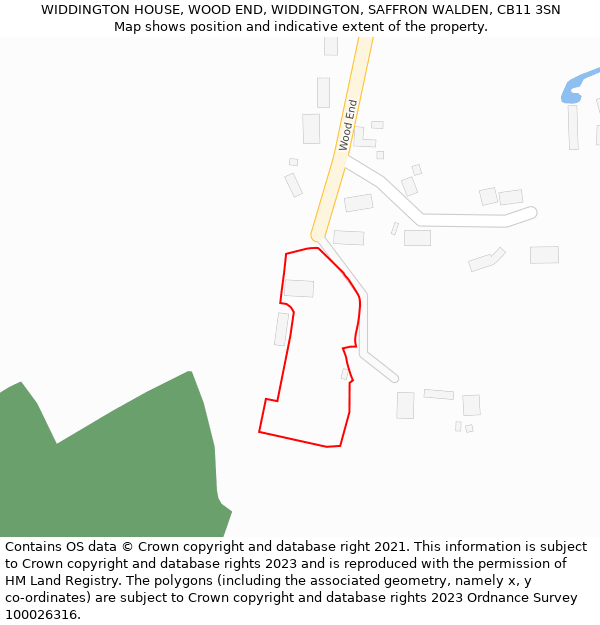 WIDDINGTON HOUSE, WOOD END, WIDDINGTON, SAFFRON WALDEN, CB11 3SN: Location map and indicative extent of plot