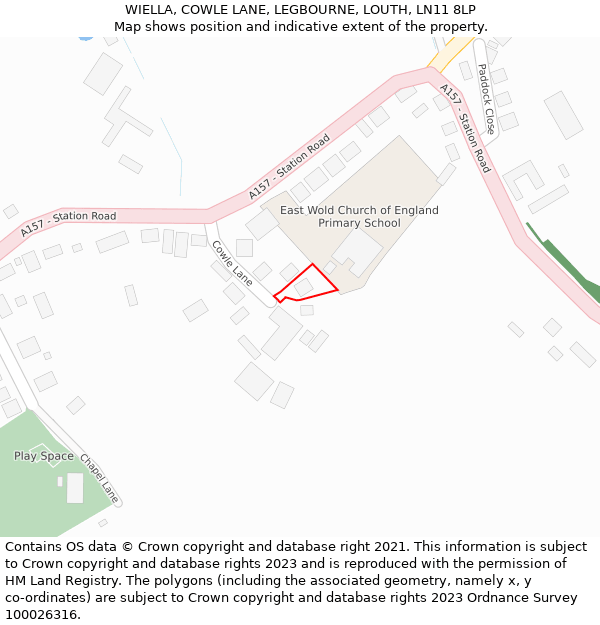 WIELLA, COWLE LANE, LEGBOURNE, LOUTH, LN11 8LP: Location map and indicative extent of plot