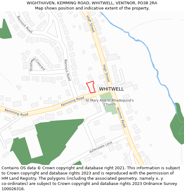 WIGHTHAVEN, KEMMING ROAD, WHITWELL, VENTNOR, PO38 2RA: Location map and indicative extent of plot
