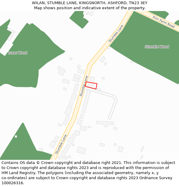 WILAN, STUMBLE LANE, KINGSNORTH, ASHFORD, TN23 3EY: Location map and indicative extent of plot