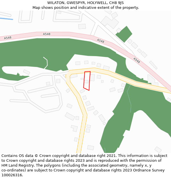 WILATON, GWESPYR, HOLYWELL, CH8 9JS: Location map and indicative extent of plot