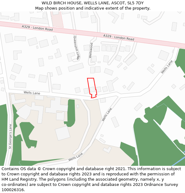 WILD BIRCH HOUSE, WELLS LANE, ASCOT, SL5 7DY: Location map and indicative extent of plot