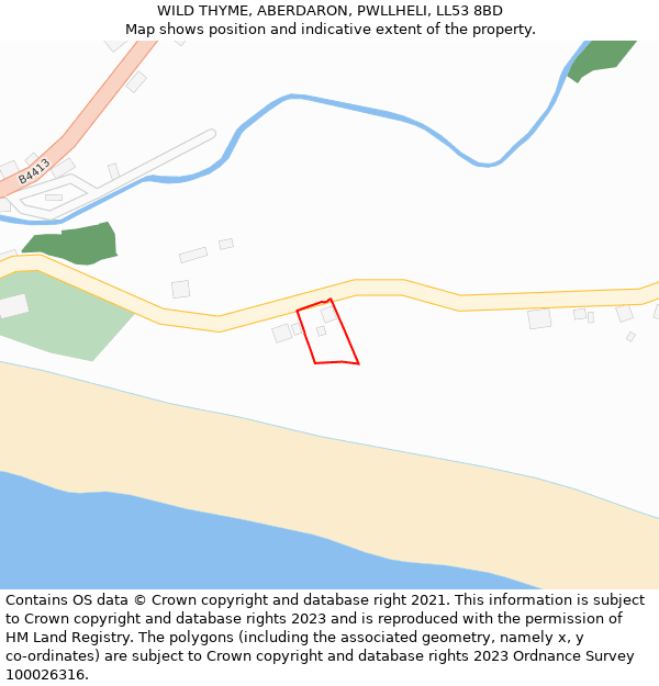 WILD THYME, ABERDARON, PWLLHELI, LL53 8BD: Location map and indicative extent of plot