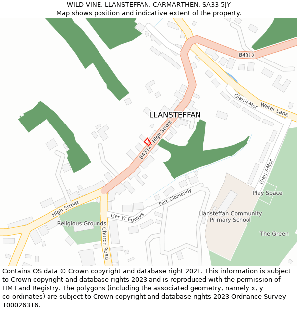 WILD VINE, LLANSTEFFAN, CARMARTHEN, SA33 5JY: Location map and indicative extent of plot