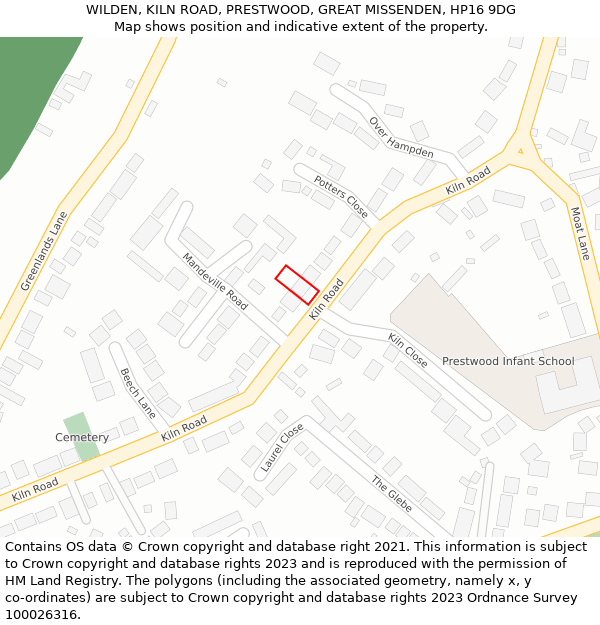 WILDEN, KILN ROAD, PRESTWOOD, GREAT MISSENDEN, HP16 9DG: Location map and indicative extent of plot