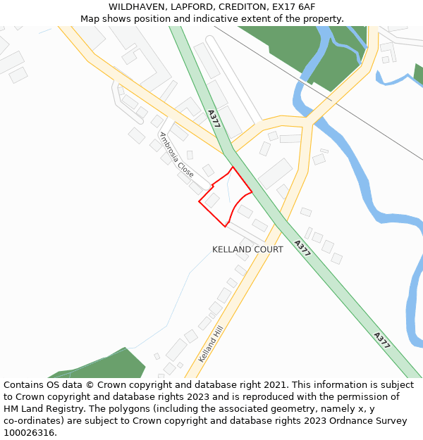 WILDHAVEN, LAPFORD, CREDITON, EX17 6AF: Location map and indicative extent of plot