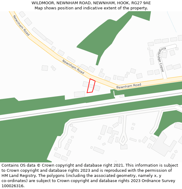 WILDMOOR, NEWNHAM ROAD, NEWNHAM, HOOK, RG27 9AE: Location map and indicative extent of plot