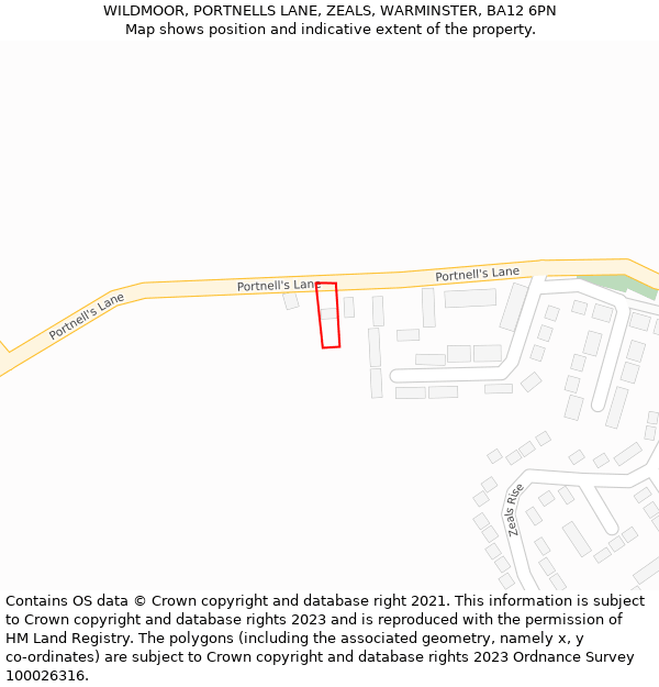 WILDMOOR, PORTNELLS LANE, ZEALS, WARMINSTER, BA12 6PN: Location map and indicative extent of plot