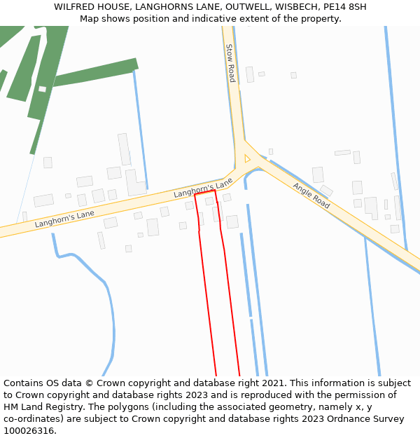 WILFRED HOUSE, LANGHORNS LANE, OUTWELL, WISBECH, PE14 8SH: Location map and indicative extent of plot