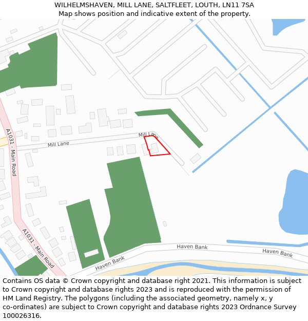 WILHELMSHAVEN, MILL LANE, SALTFLEET, LOUTH, LN11 7SA: Location map and indicative extent of plot