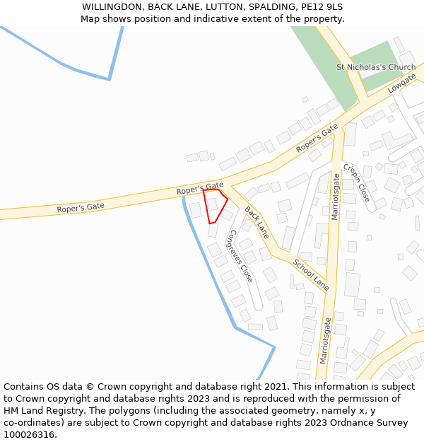 WILLINGDON, BACK LANE, LUTTON, SPALDING, PE12 9LS: Location map and indicative extent of plot