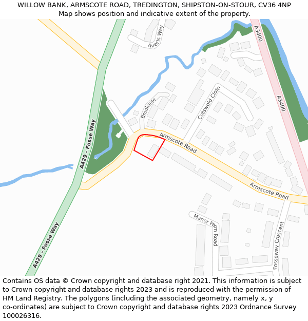 WILLOW BANK, ARMSCOTE ROAD, TREDINGTON, SHIPSTON-ON-STOUR, CV36 4NP: Location map and indicative extent of plot