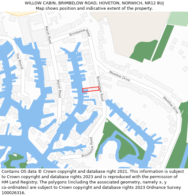 WILLOW CABIN, BRIMBELOW ROAD, HOVETON, NORWICH, NR12 8UJ: Location map and indicative extent of plot