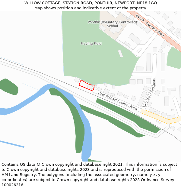 WILLOW COTTAGE, STATION ROAD, PONTHIR, NEWPORT, NP18 1GQ: Location map and indicative extent of plot