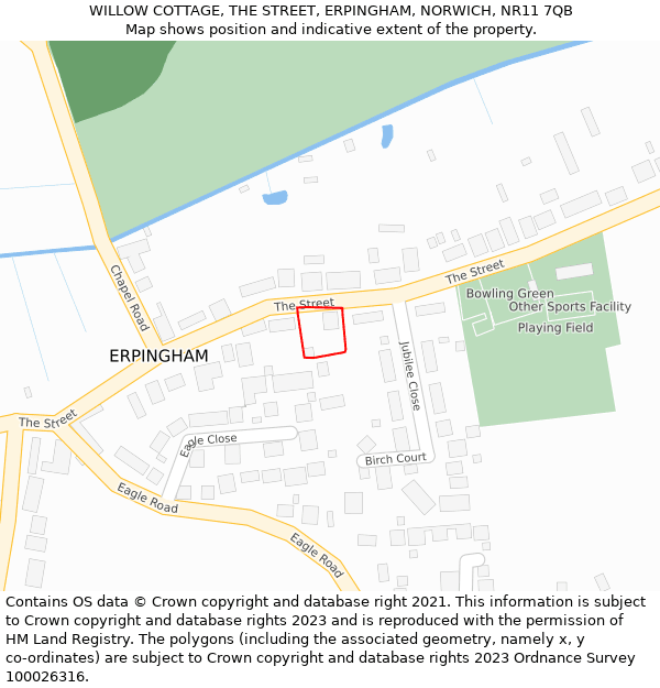 WILLOW COTTAGE, THE STREET, ERPINGHAM, NORWICH, NR11 7QB: Location map and indicative extent of plot