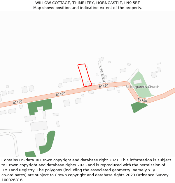 WILLOW COTTAGE, THIMBLEBY, HORNCASTLE, LN9 5RE: Location map and indicative extent of plot