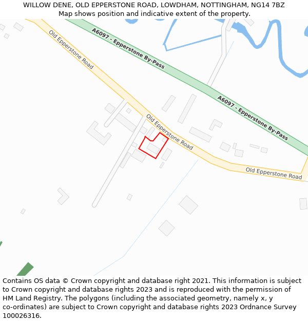 WILLOW DENE, OLD EPPERSTONE ROAD, LOWDHAM, NOTTINGHAM, NG14 7BZ: Location map and indicative extent of plot