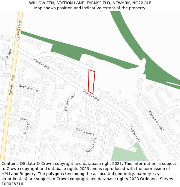WILLOW FEN, STATION LANE, FARNSFIELD, NEWARK, NG22 8LB: Location map and indicative extent of plot