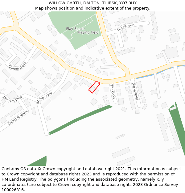 WILLOW GARTH, DALTON, THIRSK, YO7 3HY: Location map and indicative extent of plot