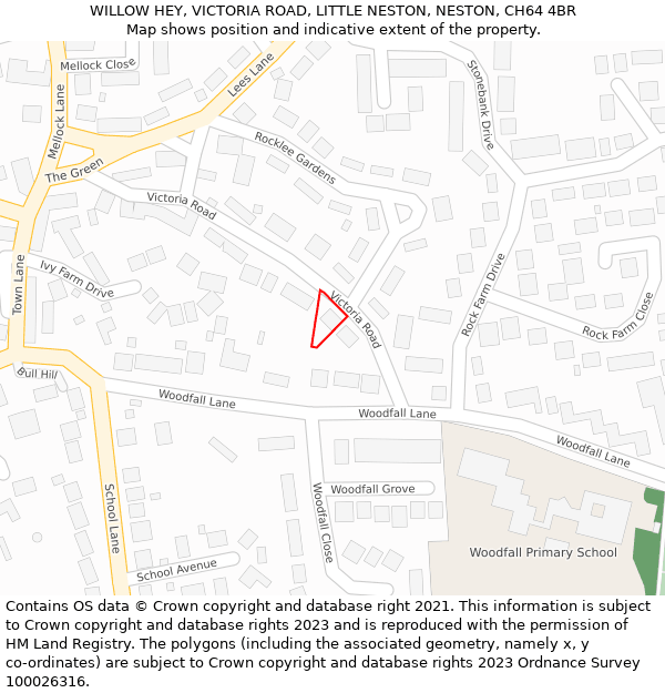 WILLOW HEY, VICTORIA ROAD, LITTLE NESTON, NESTON, CH64 4BR: Location map and indicative extent of plot