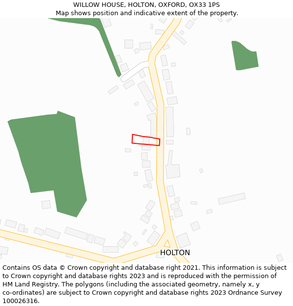 WILLOW HOUSE, HOLTON, OXFORD, OX33 1PS: Location map and indicative extent of plot