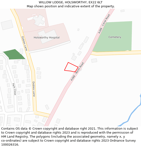 WILLOW LODGE, HOLSWORTHY, EX22 6LT: Location map and indicative extent of plot