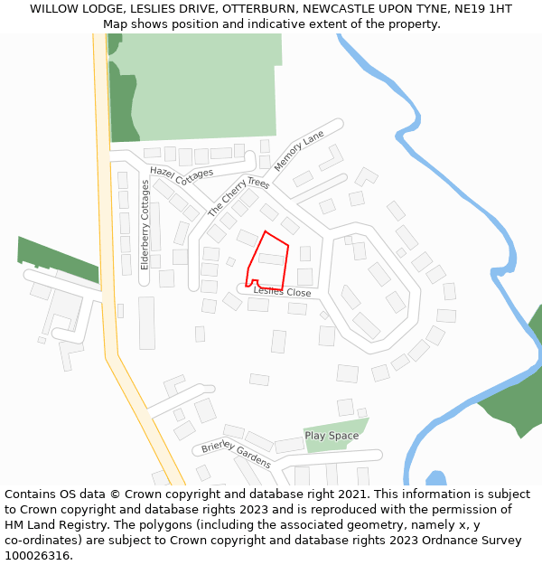 WILLOW LODGE, LESLIES DRIVE, OTTERBURN, NEWCASTLE UPON TYNE, NE19 1HT: Location map and indicative extent of plot