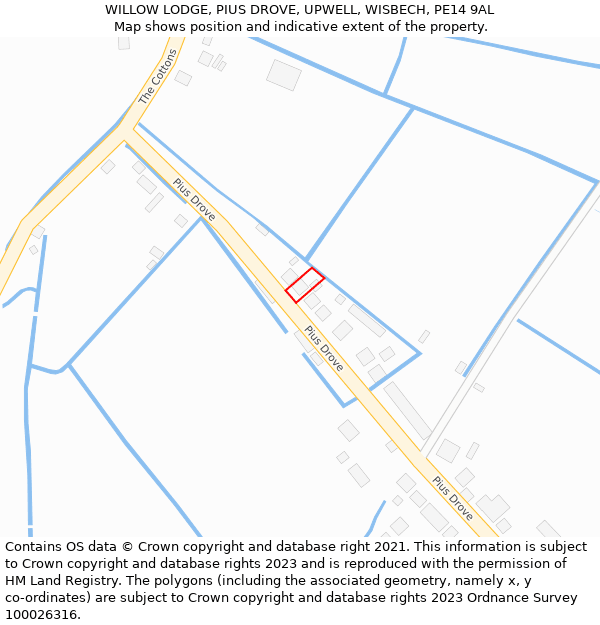 WILLOW LODGE, PIUS DROVE, UPWELL, WISBECH, PE14 9AL: Location map and indicative extent of plot
