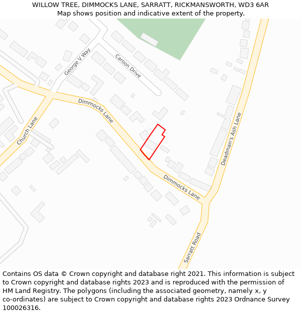 WILLOW TREE, DIMMOCKS LANE, SARRATT, RICKMANSWORTH, WD3 6AR: Location map and indicative extent of plot