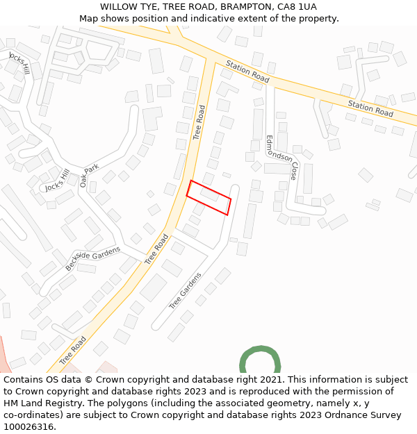 WILLOW TYE, TREE ROAD, BRAMPTON, CA8 1UA: Location map and indicative extent of plot