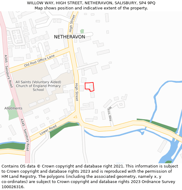 WILLOW WAY, HIGH STREET, NETHERAVON, SALISBURY, SP4 9PQ: Location map and indicative extent of plot