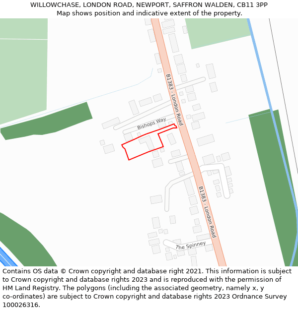 WILLOWCHASE, LONDON ROAD, NEWPORT, SAFFRON WALDEN, CB11 3PP: Location map and indicative extent of plot
