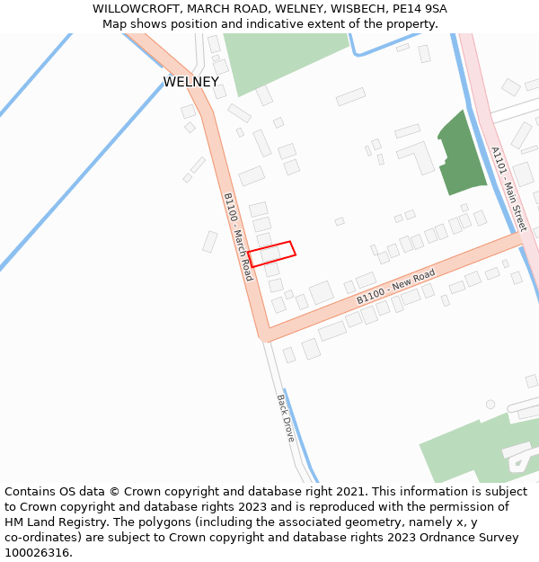 WILLOWCROFT, MARCH ROAD, WELNEY, WISBECH, PE14 9SA: Location map and indicative extent of plot