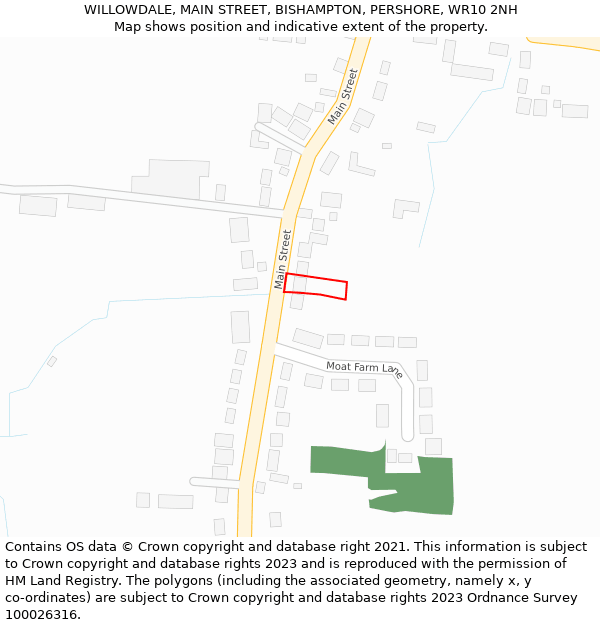 WILLOWDALE, MAIN STREET, BISHAMPTON, PERSHORE, WR10 2NH: Location map and indicative extent of plot