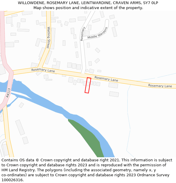 WILLOWDENE, ROSEMARY LANE, LEINTWARDINE, CRAVEN ARMS, SY7 0LP: Location map and indicative extent of plot