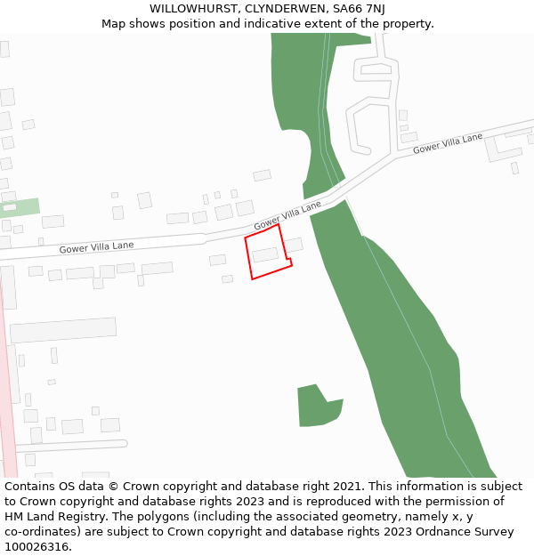 WILLOWHURST, CLYNDERWEN, SA66 7NJ: Location map and indicative extent of plot