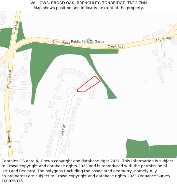 WILLOWS, BROAD OAK, BRENCHLEY, TONBRIDGE, TN12 7NN: Location map and indicative extent of plot