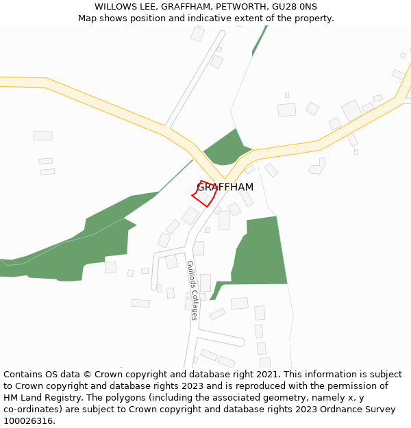 WILLOWS LEE, GRAFFHAM, PETWORTH, GU28 0NS: Location map and indicative extent of plot