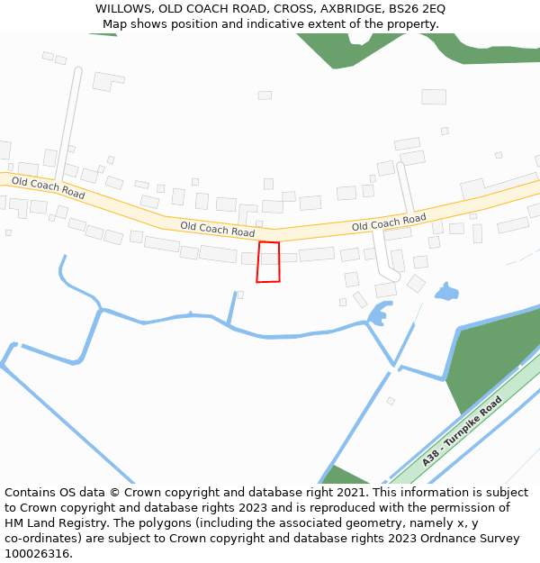 WILLOWS, OLD COACH ROAD, CROSS, AXBRIDGE, BS26 2EQ: Location map and indicative extent of plot