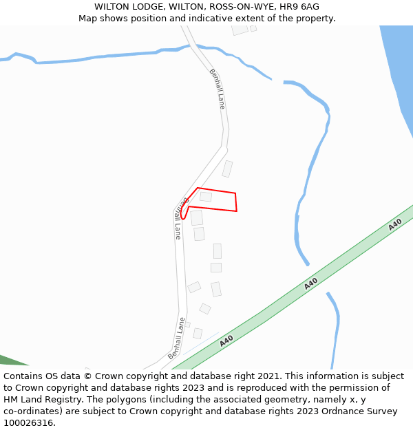 WILTON LODGE, WILTON, ROSS-ON-WYE, HR9 6AG: Location map and indicative extent of plot