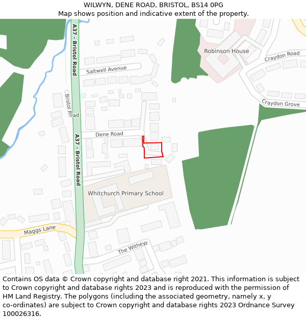 WILWYN, DENE ROAD, BRISTOL, BS14 0PG: Location map and indicative extent of plot