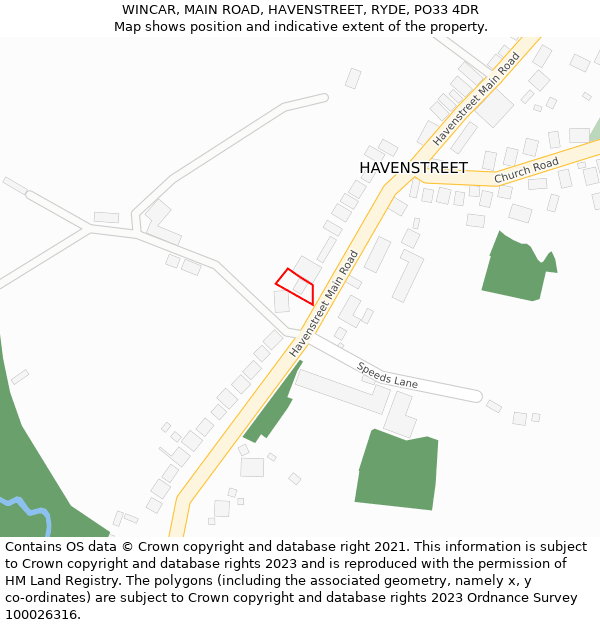 WINCAR, MAIN ROAD, HAVENSTREET, RYDE, PO33 4DR: Location map and indicative extent of plot