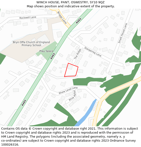 WINCH HOUSE, PANT, OSWESTRY, SY10 9QZ: Location map and indicative extent of plot