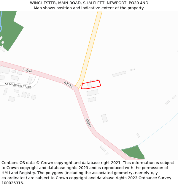 WINCHESTER, MAIN ROAD, SHALFLEET, NEWPORT, PO30 4ND: Location map and indicative extent of plot