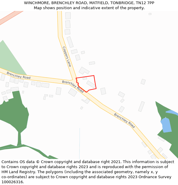 WINCHMORE, BRENCHLEY ROAD, MATFIELD, TONBRIDGE, TN12 7PP: Location map and indicative extent of plot